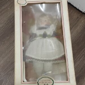 Genuine Porcelain Doll with White Dress